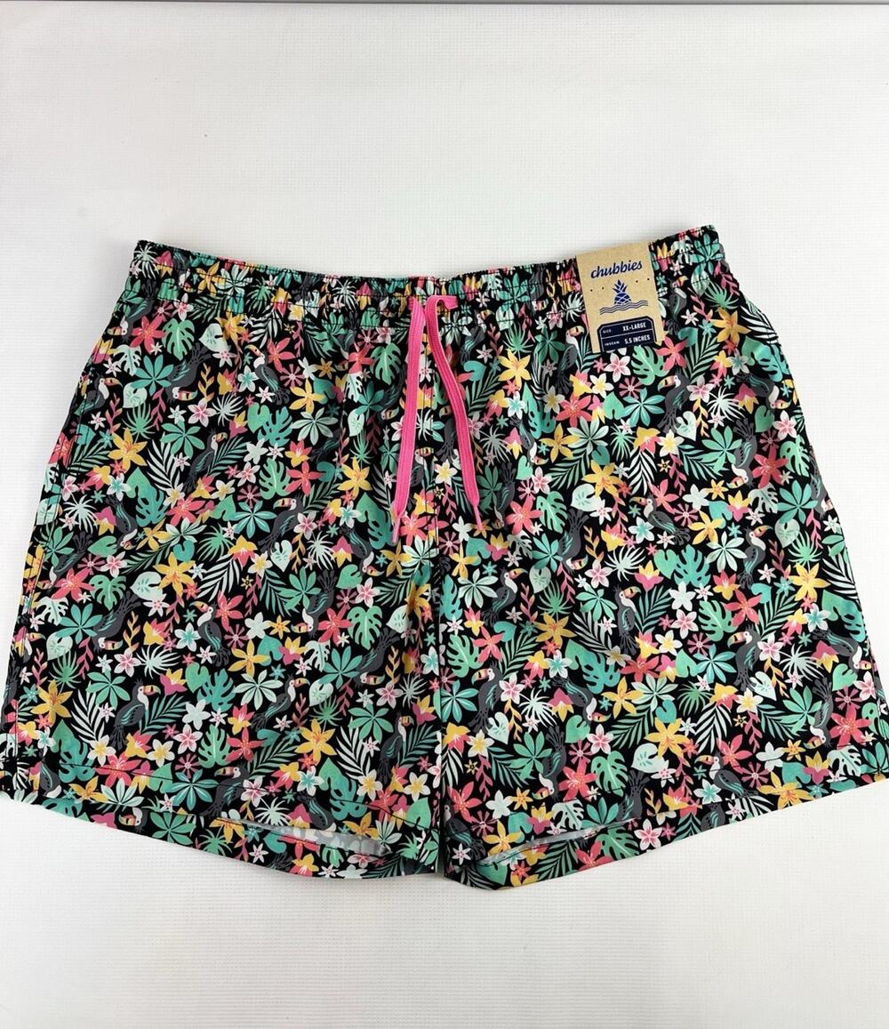 Chubbies Men's The Boomerangs Swim Shorts Size XXL 5.5" Inseam Liner Floral New